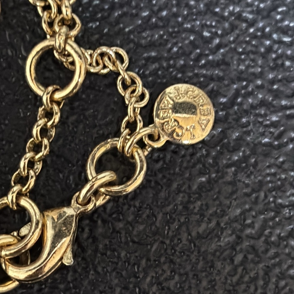 Signed J Crew Gold Tone Dangle Faux Tortoise & Colored Rhinestones Necklace - Picture 5 of 11
